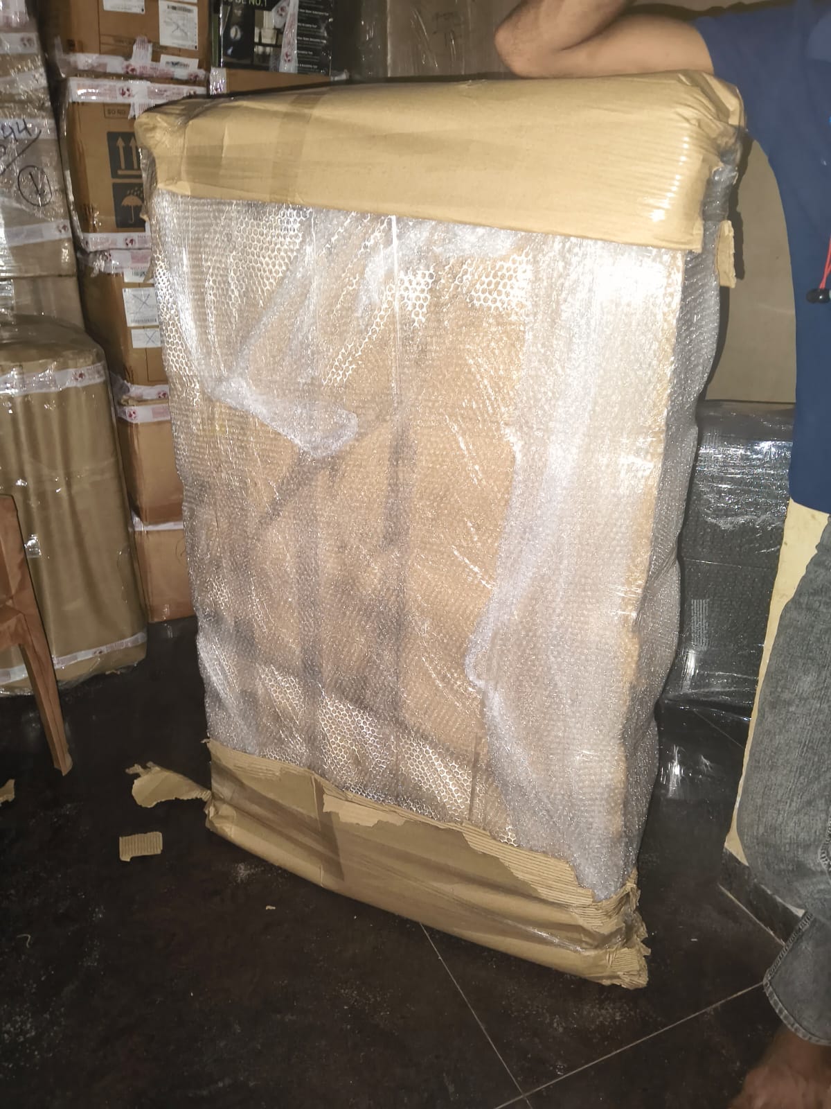 Furniture wrapped with bubble wrap