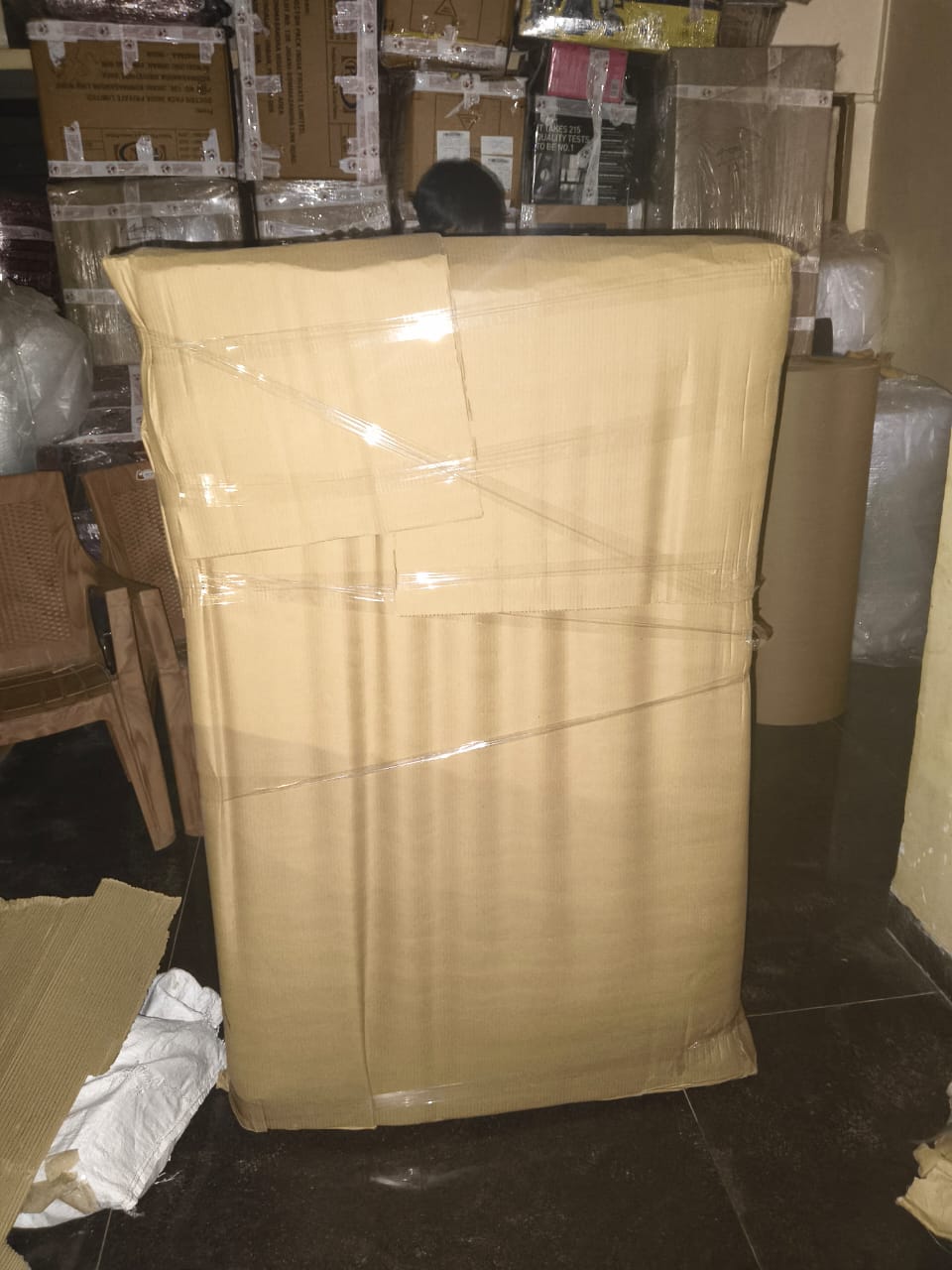 Furniture packed with corrugated sheets