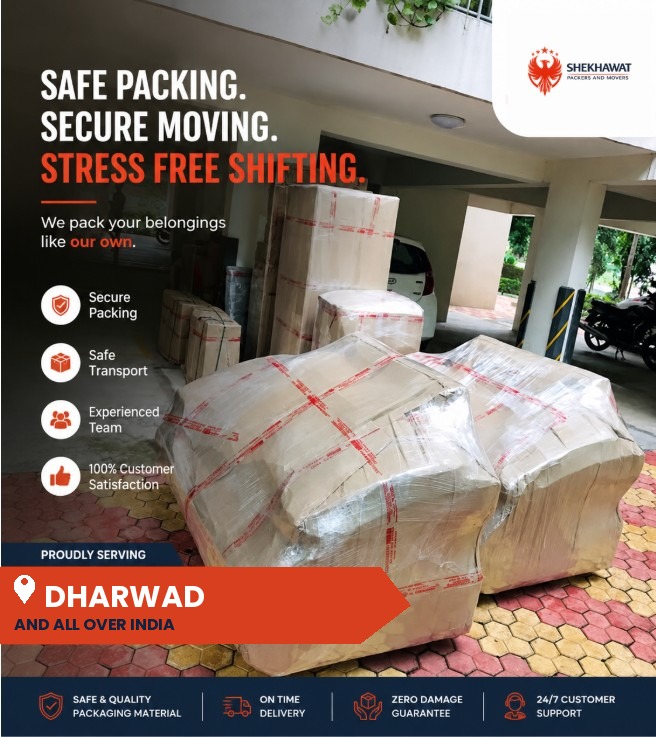 Shekhawat Packers and Movers Dharwad team safely packing and loading household goods for relocation