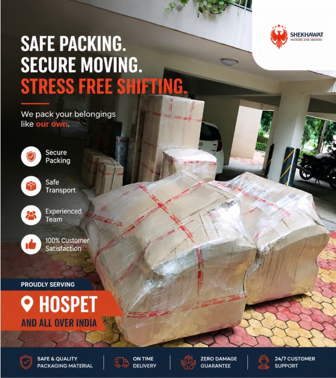 Shekhawat Packers and Movers Hospet team safely packing and loading household goods for relocation