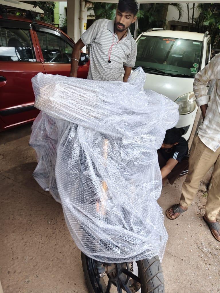 Shekhawat Packers and Movers Hubli - bike bubble wrap packing for safe transport