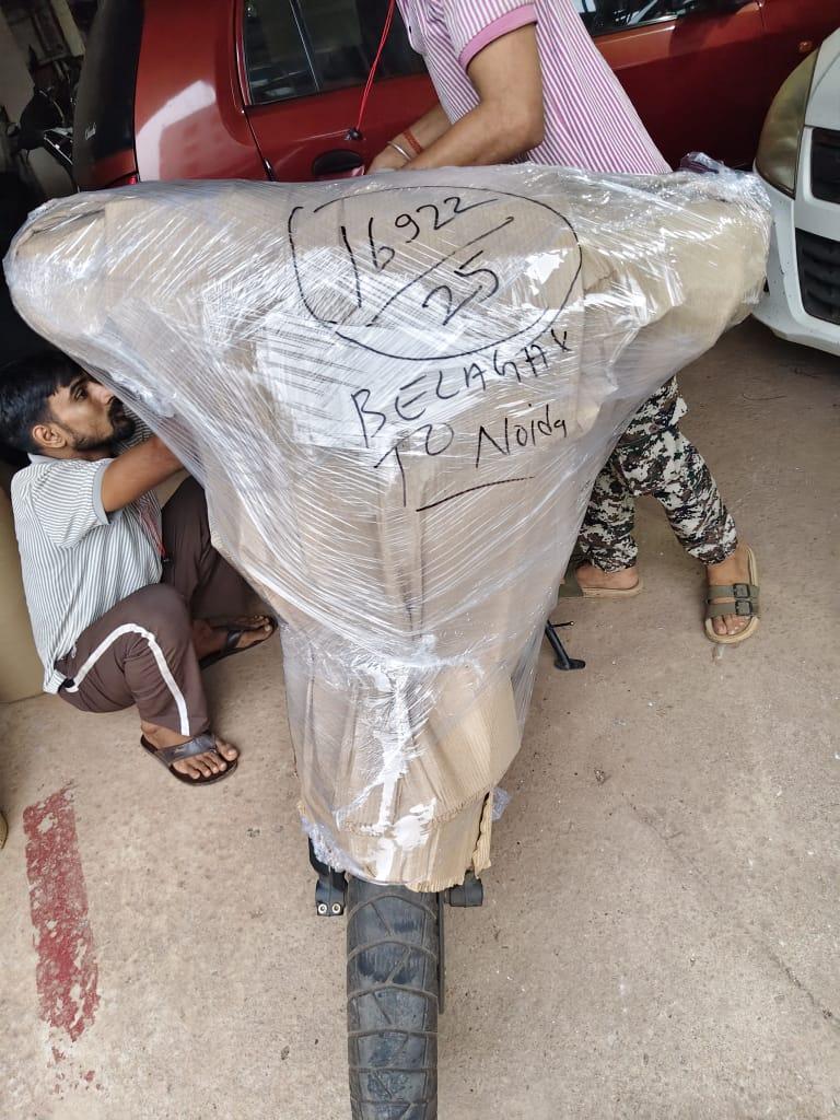 Shekhawat Packers and Movers Hubli - bike packing with destination labelling